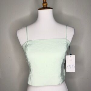 Zara Light Green Backless Camisole Top NWT S